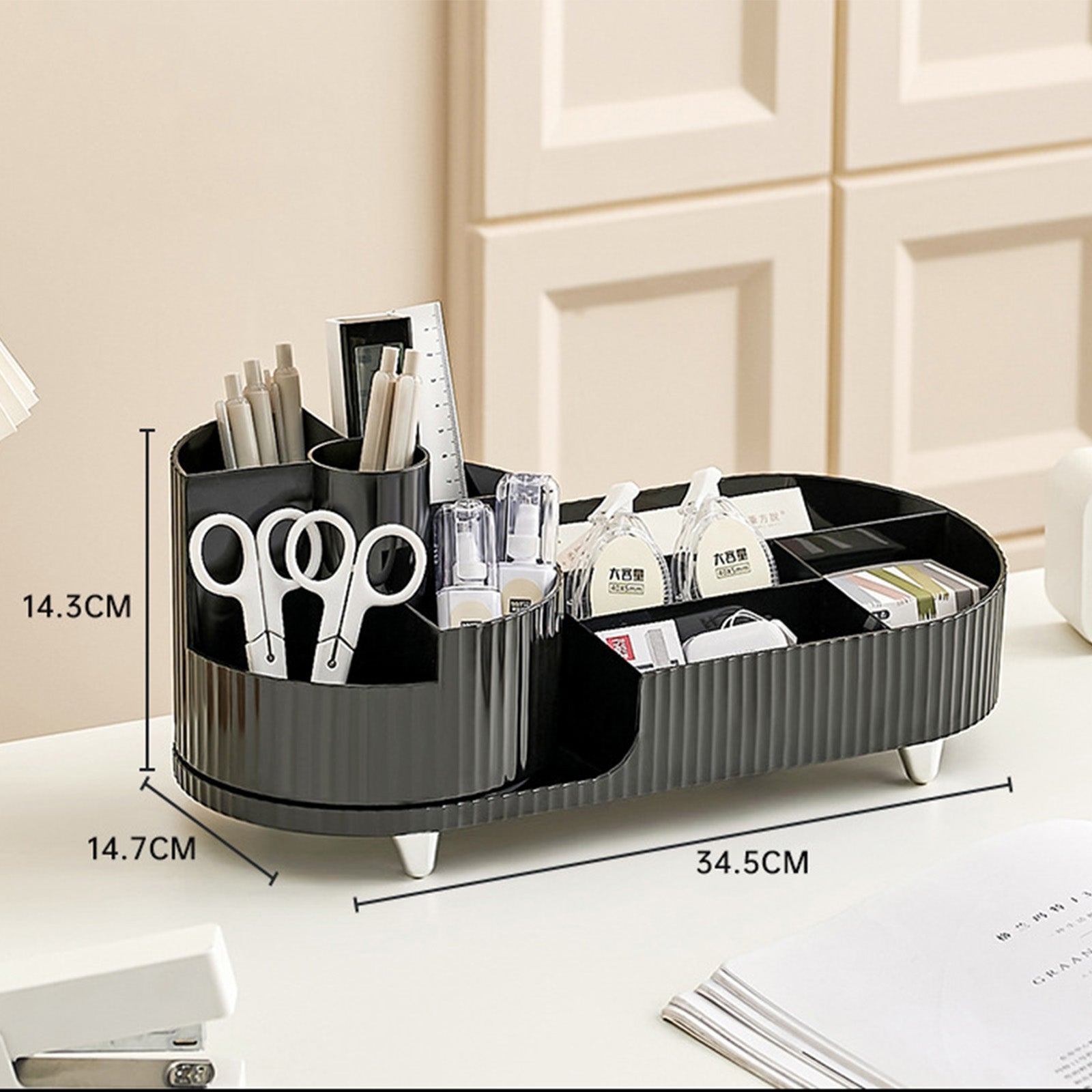 Rotating Countertop Makeup Organizer with Brush Holder - Image 7