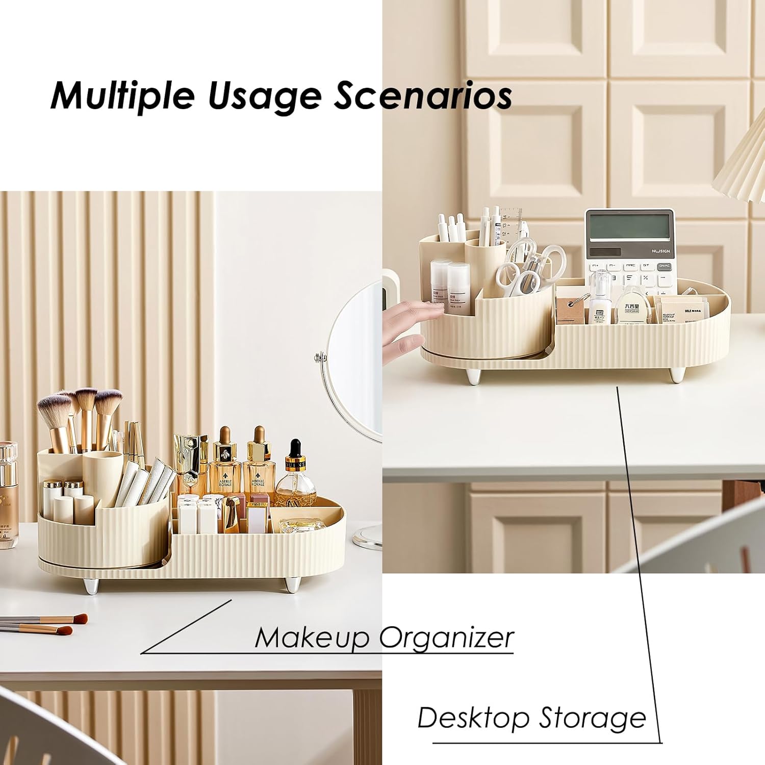 Rotating Countertop Makeup Organizer with Brush Holder - Image 6