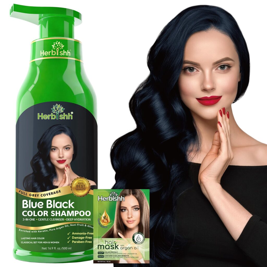 Herbishh Hair Dye Shampoo for Gray Hair Coverage 500ml