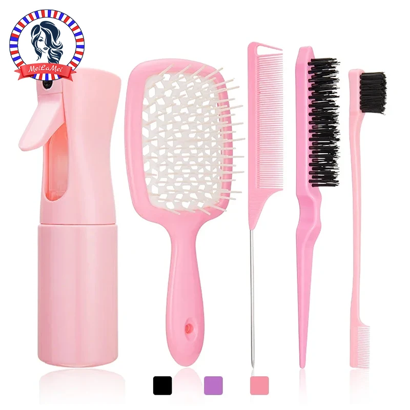 5 Piece Detangling Hair Brush  & Comb Set