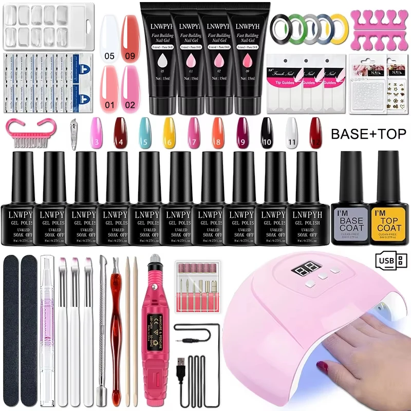 Gel Nail Polish Kit With UV  Lamp & Electric Nail Drill